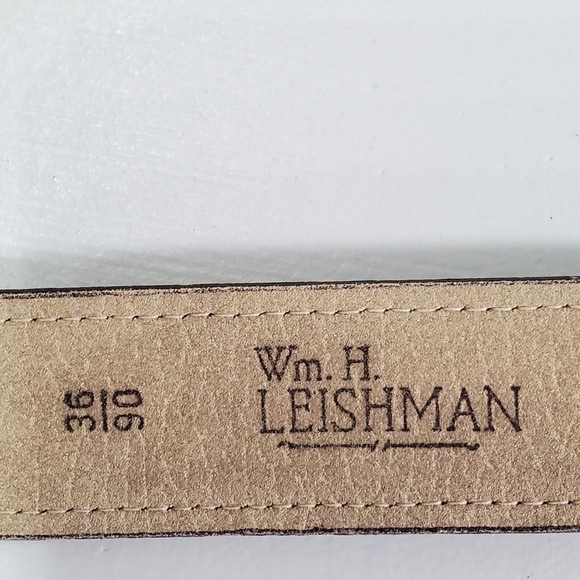 Wm H Leishman Men‎ Leather Belt Hornback Size 36 Brown Western Ranch Luxury - Picture 7 of 12